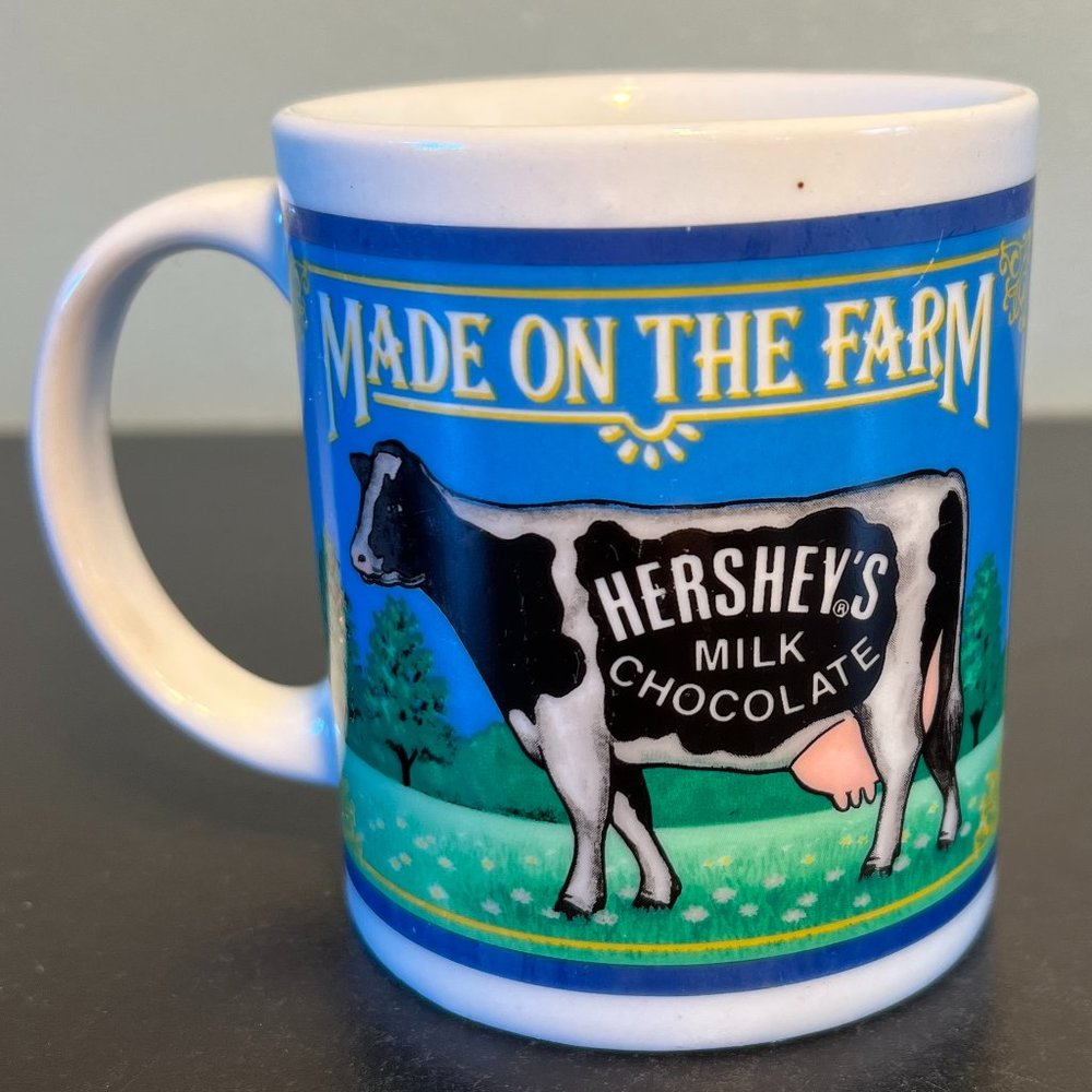 Vintage Hershey 1993 MADE ON THE FARM HERSHEYS MILK CHOCOLATE Holstein Cow Mug